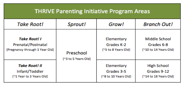 THRIVE Parenting Initiative Program Areas