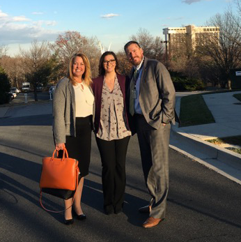  Renee Kotch and Lauren O'Donnell are pictured with Eddy Mentzer, Associate Director for the Family Readiness and Well-Being at Office or Military Family Readiness Policy